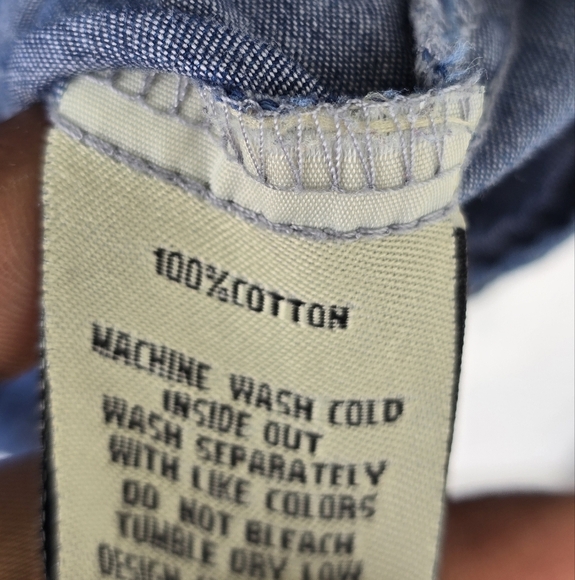 New Look Chambray Shirt 3X Plus Blue Long Sleeve Snap Buttons Tie Front Classic - Picture 10 of 13